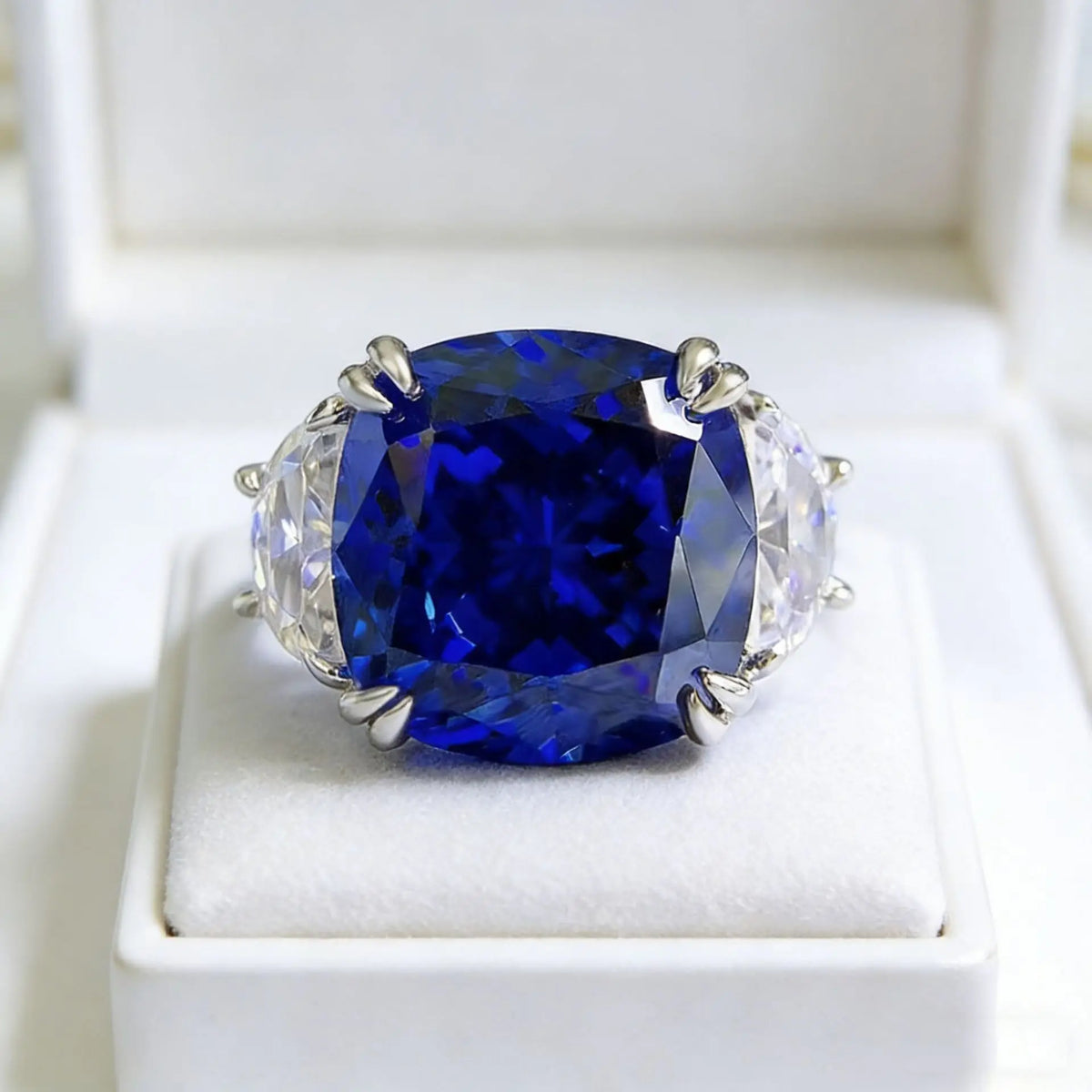 Lyee Cyee Cushion Cut Moissanite Engagement Ring Gold Plated Silver