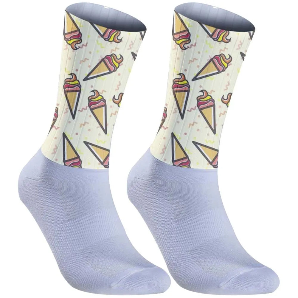 Pink Cat Men's Outdoor Compression Racing Cycling Socks
