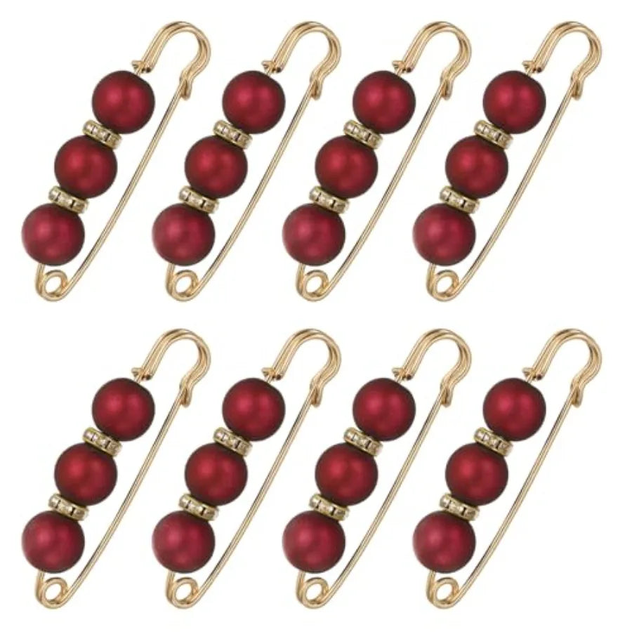 Pearl Crystal Safety Pin Brooch Decorative Fashion Clothing Accessory