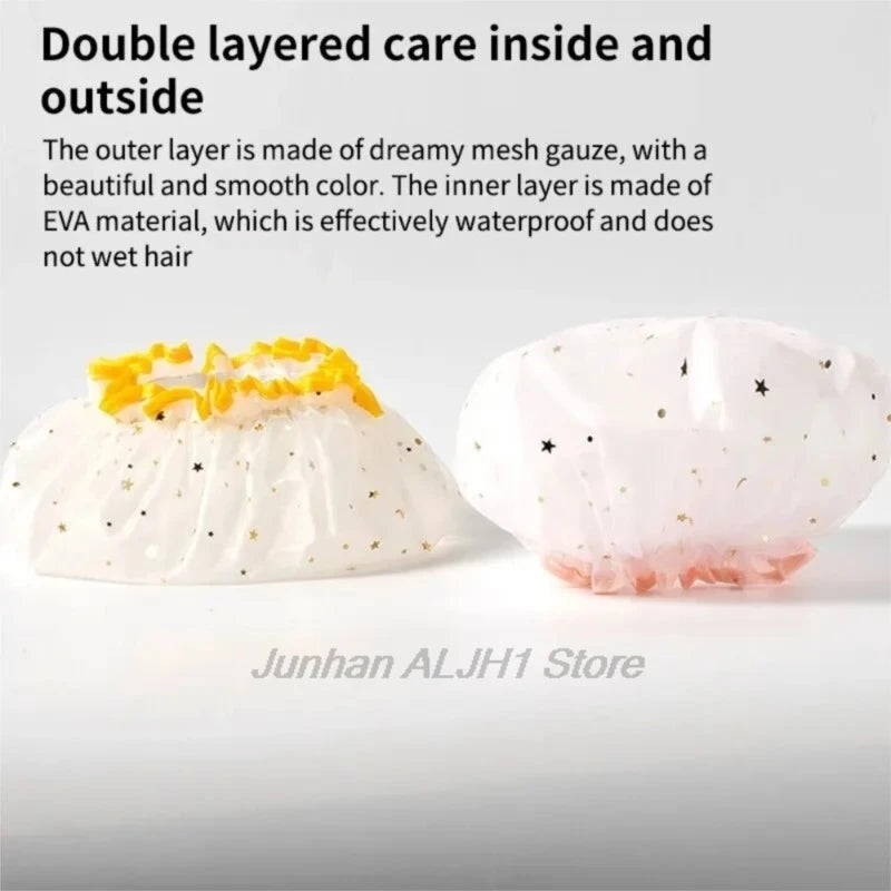 Reusable Double Layer Waterproof Shower Cap For Adults