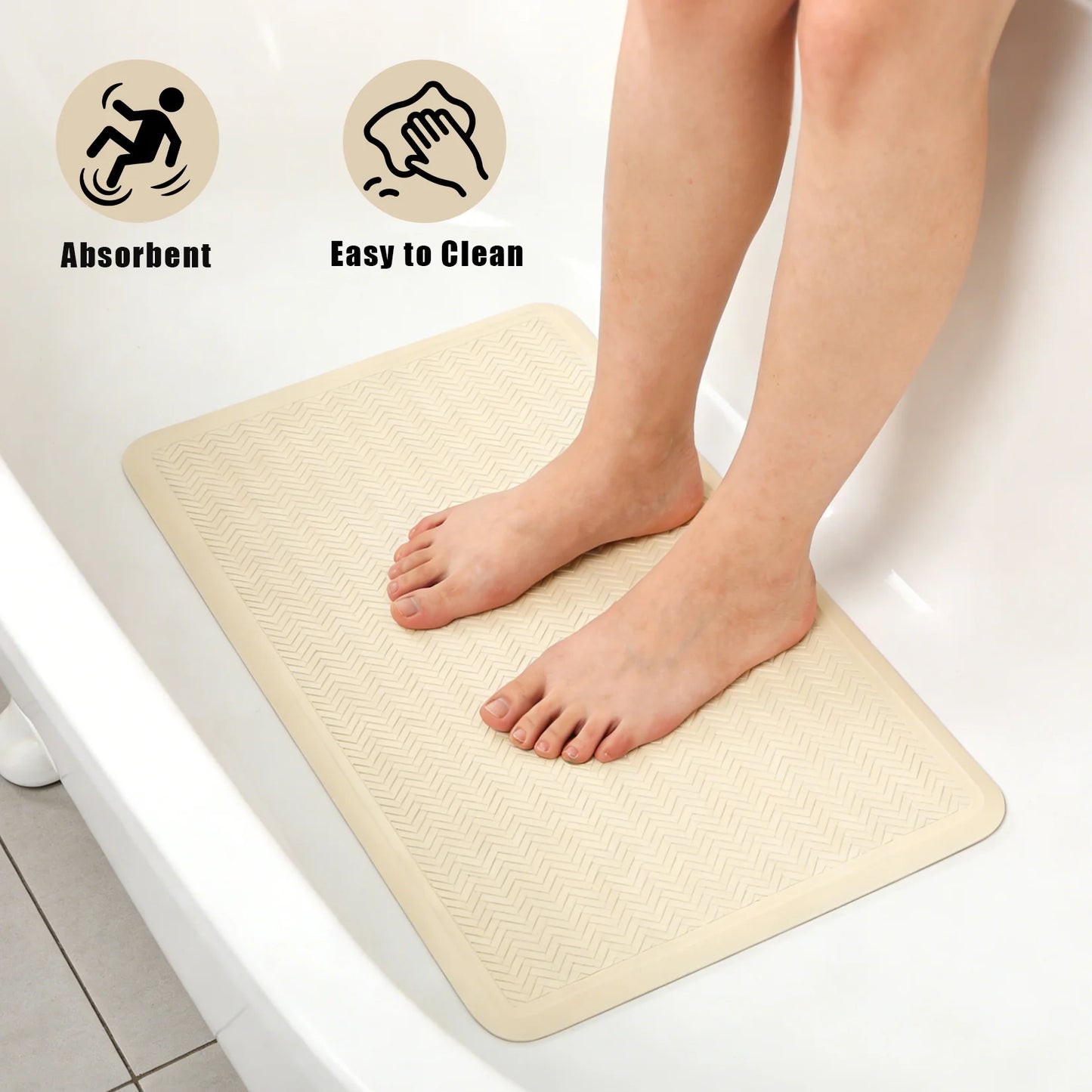 Non Slip Rubber Bath Mat With Suction Cups For Showers