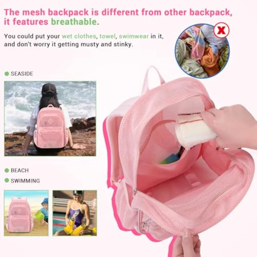 Heavy Duty Transparent Mesh Backpack For School And Sports