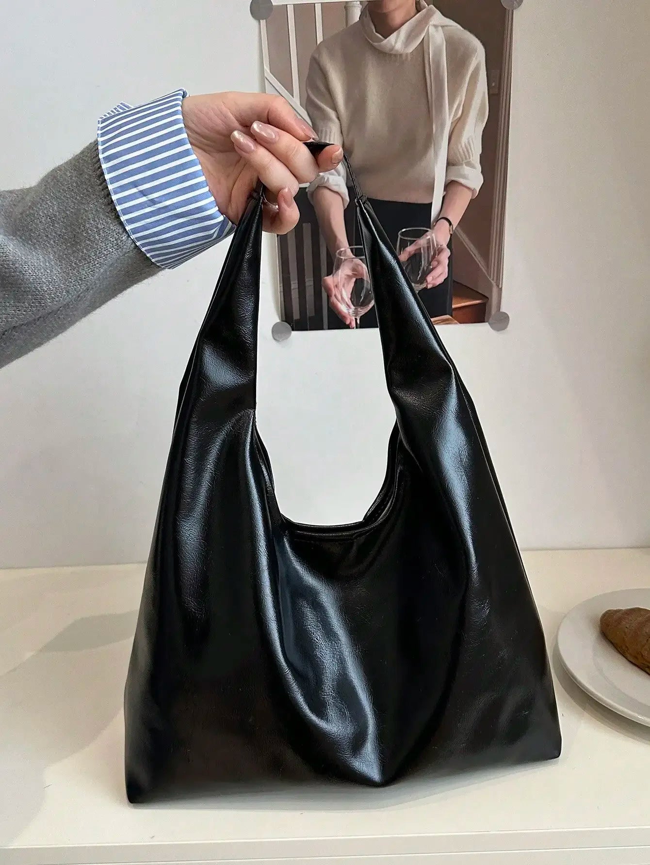 Square Denim Women Crossbody Tote Bag With Large Capacity
