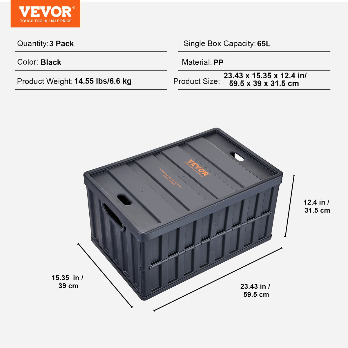 Set Of 3 Stackable Collapsible Storage Bins With Lids