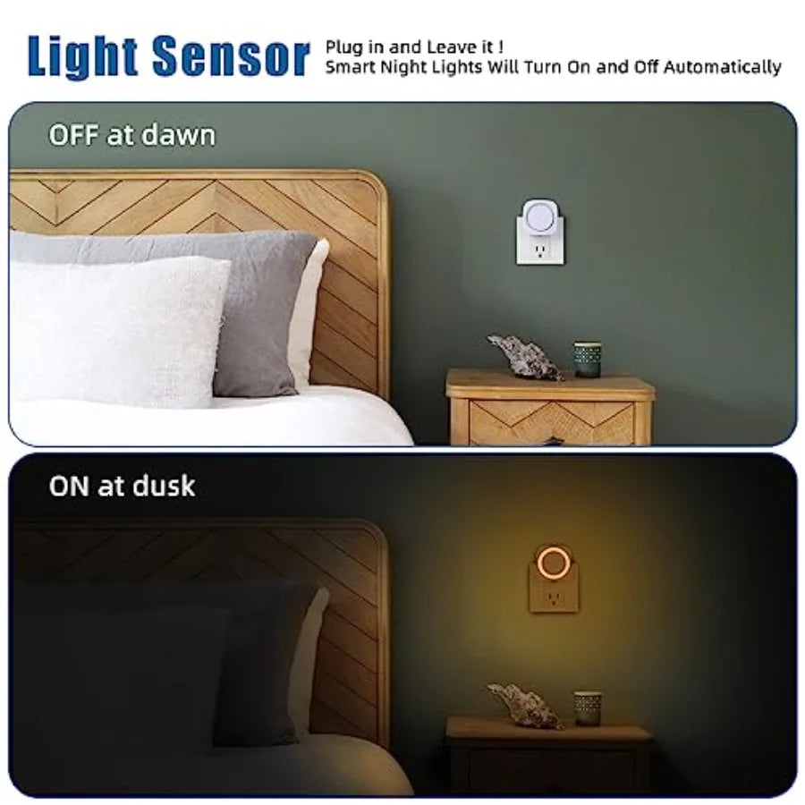 Four Pack Auto Dimmable Night Lights With Dust To Dawn Sensor