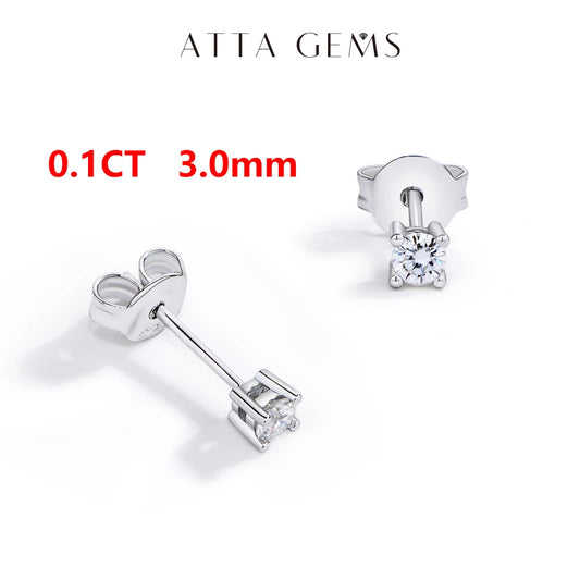 Attagems D VVS1 Moissanite Four Claw Sterling Silver Stud Earrings