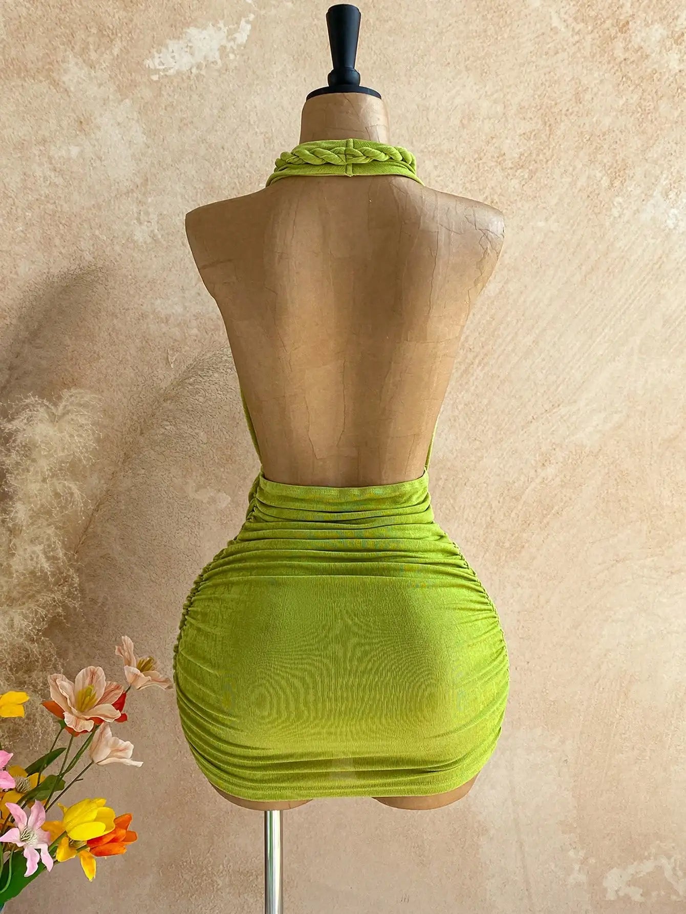 Women Halter Backless Mini Dress Summer Beach Vacation Style