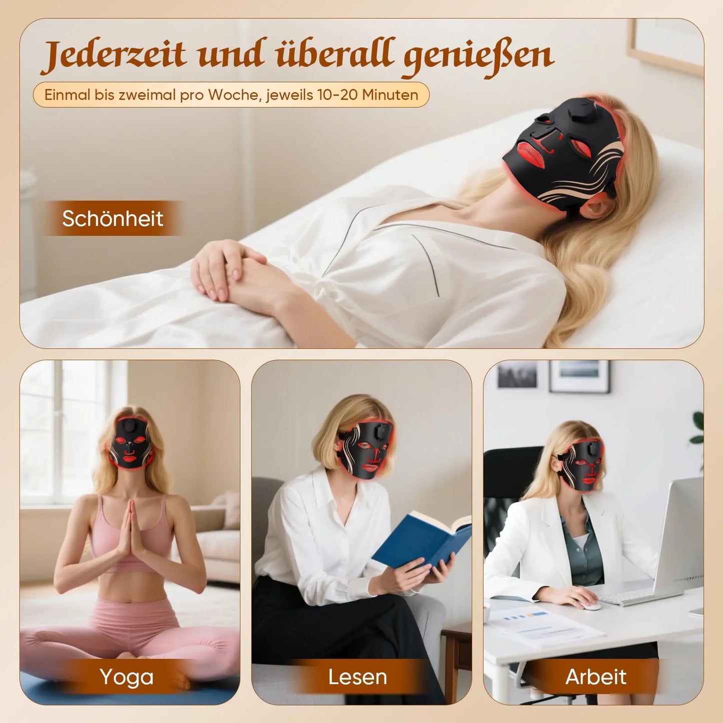 UBilli LED Face Mask Red Light Therapy Anti Aging Skincare