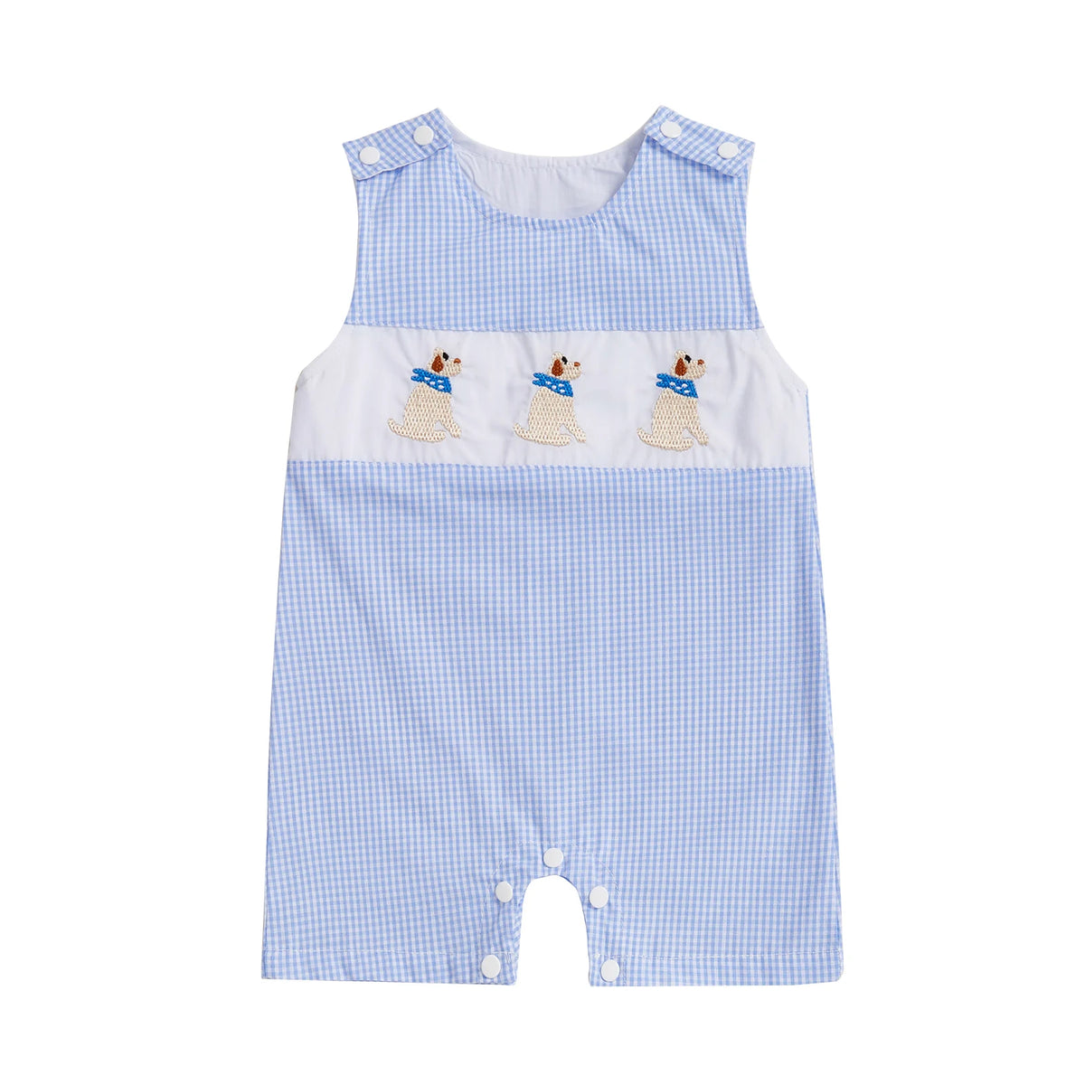 Cotton Polyester Baby Romper With Embroidery And Buttons