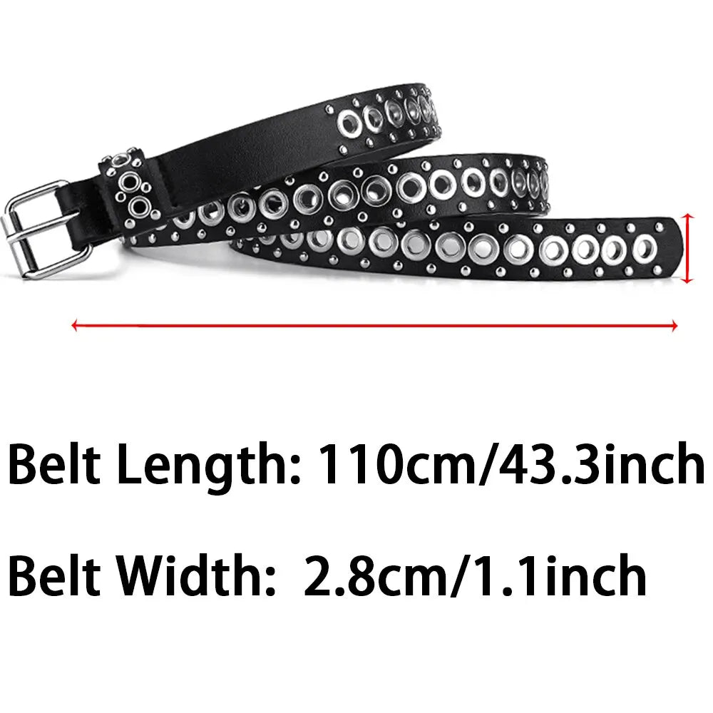 Womens Rivet Thin Belt With Needle Buckle Fashionable Y2K Style