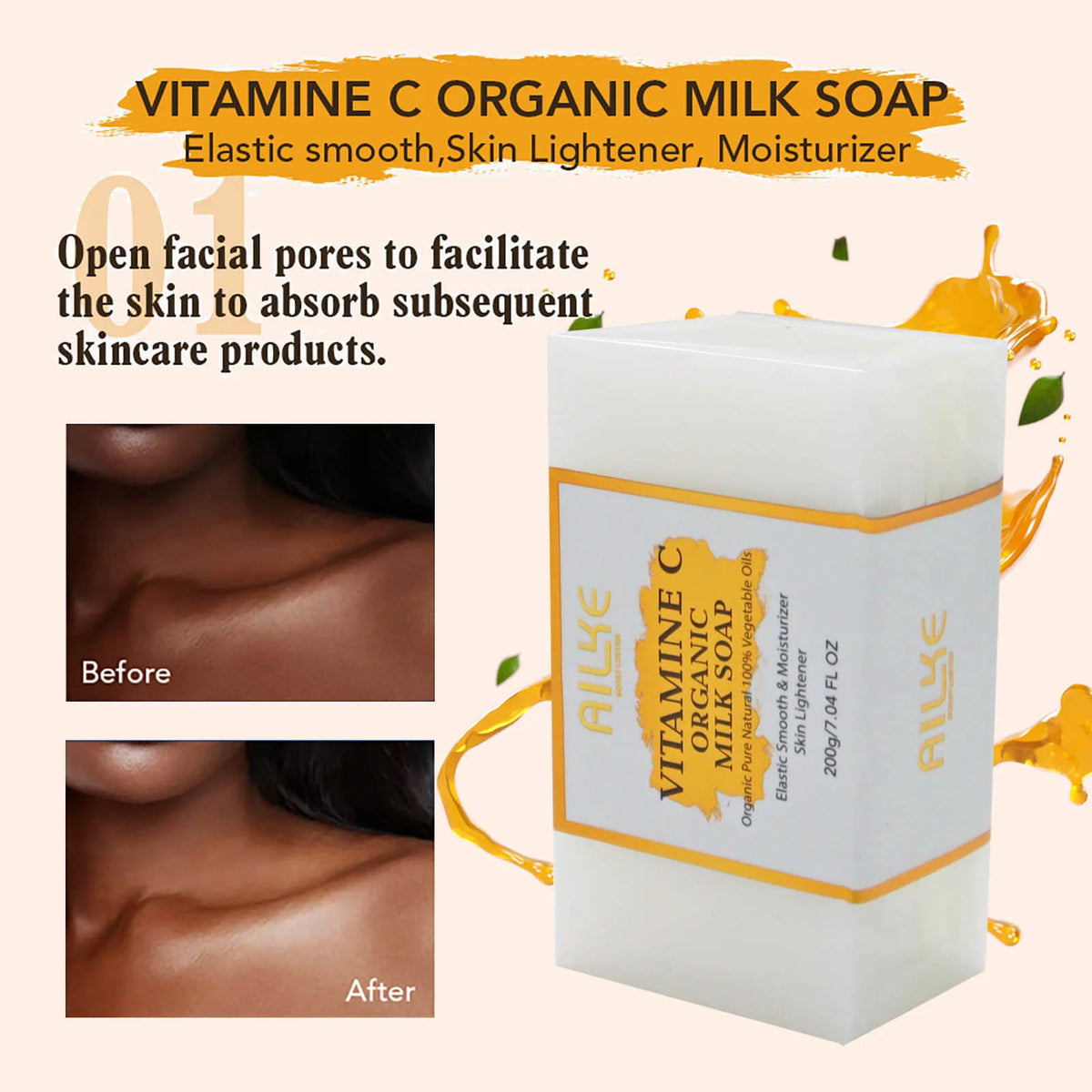 Kyliefit Organic Milk Vitamin C Whitening Anti Aging Soap
