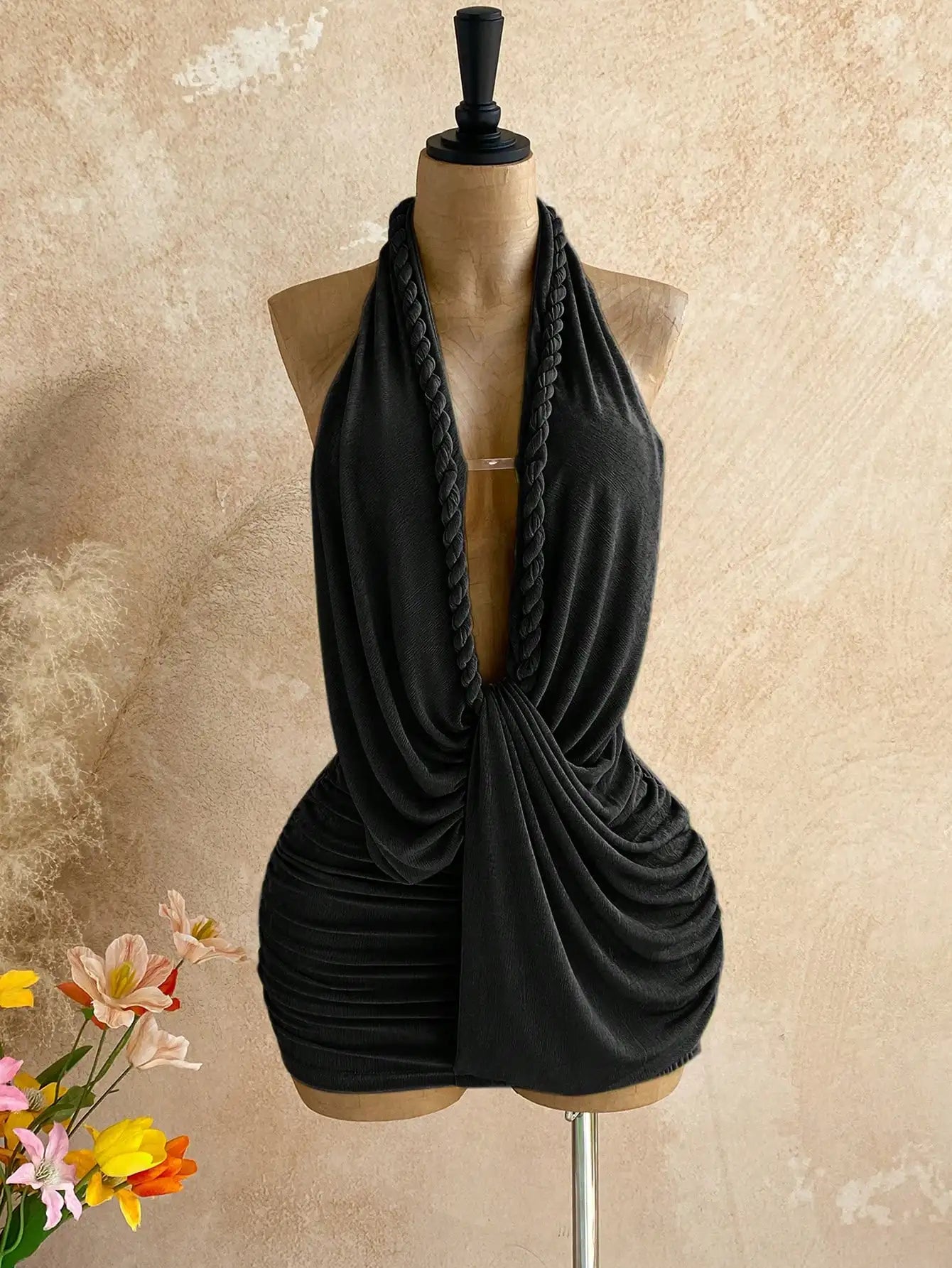 Women Halter Backless Mini Dress Summer Beach Vacation Style