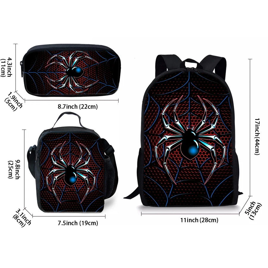 Classic 3D Cartoon Spider Design School Backpack For Children