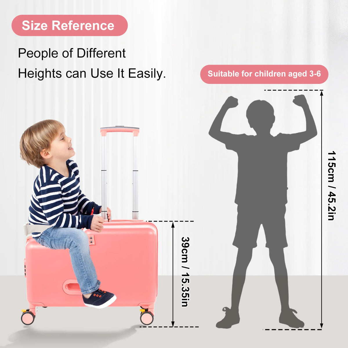 Kids Ride On Luggage With Foot Pedal And Safety Harness