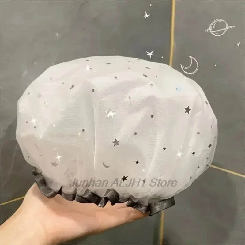 Reusable Double Layer Waterproof Shower Cap For Adults