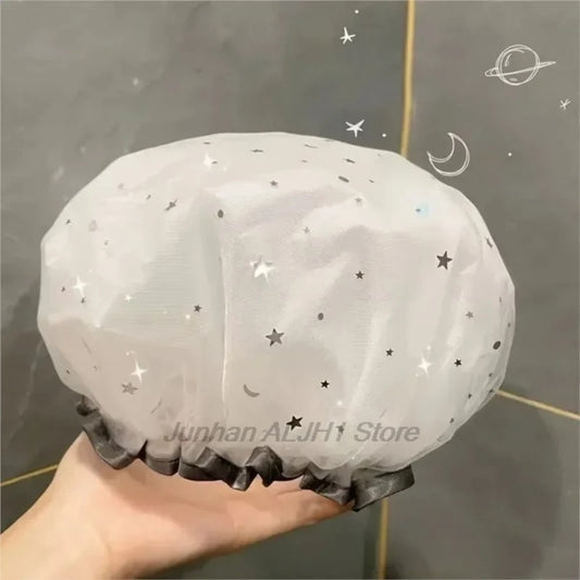 Reusable Double Layer Waterproof Shower Cap For Adults