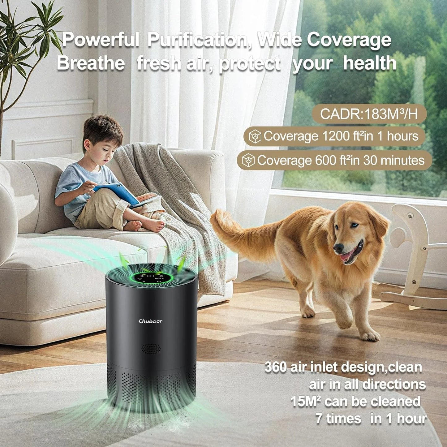 Chuboor H13 True HEPA Air Purifier With Smart PM2.5 Monitoring