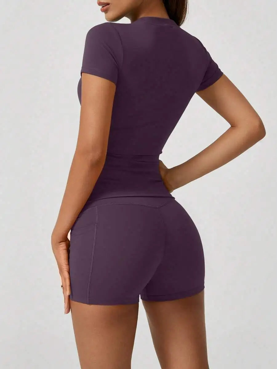 Women's Seamless High Waist Tummy Control Yoga Shorts Set