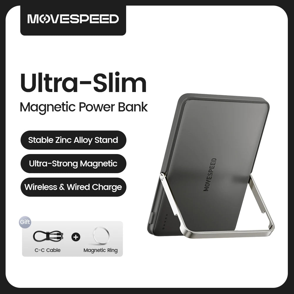 Movementspeed Magnetic Wireless Power Bank 5000 Mah With Stand For Magsafe