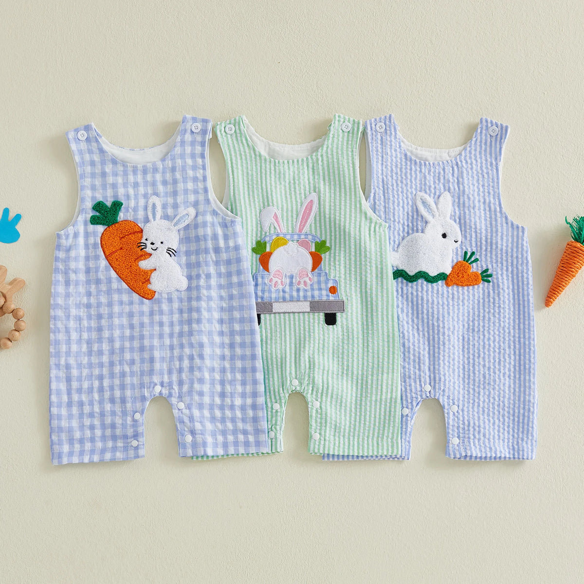 Cotton Polyester Baby Romper With Embroidery And Buttons