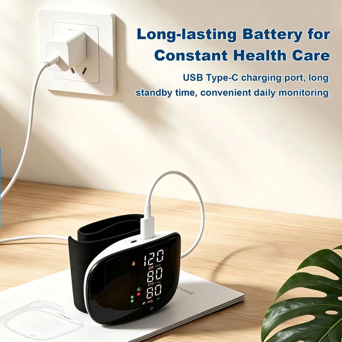 Rechargeable Wrist Blood Pressure Monitor With Voice And Heart Rate