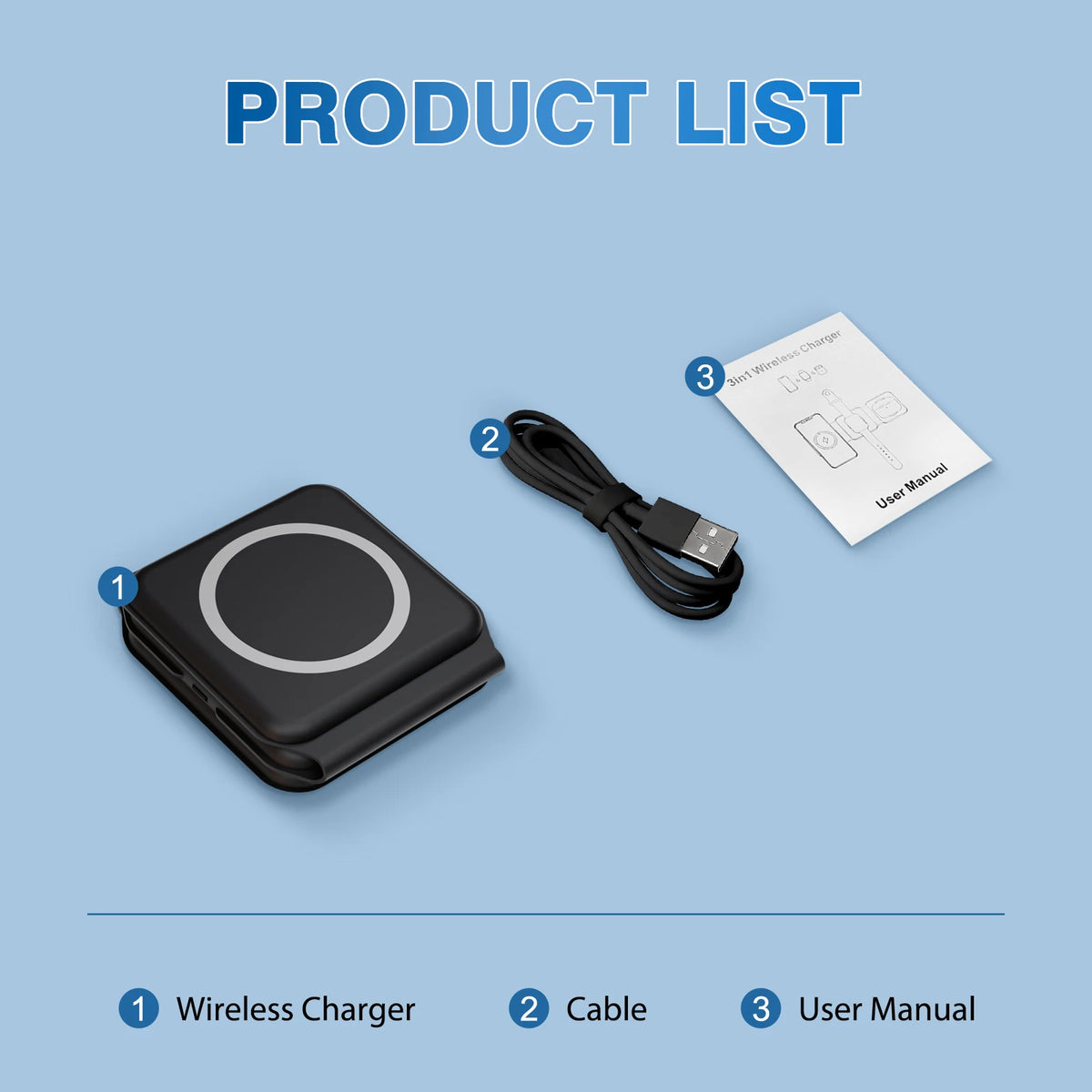 15W Magnetic Wireless 3 In 1 Foldable Charging Station