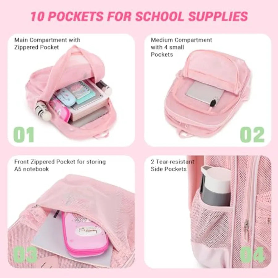 Heavy Duty Transparent Mesh Backpack For School And Sports