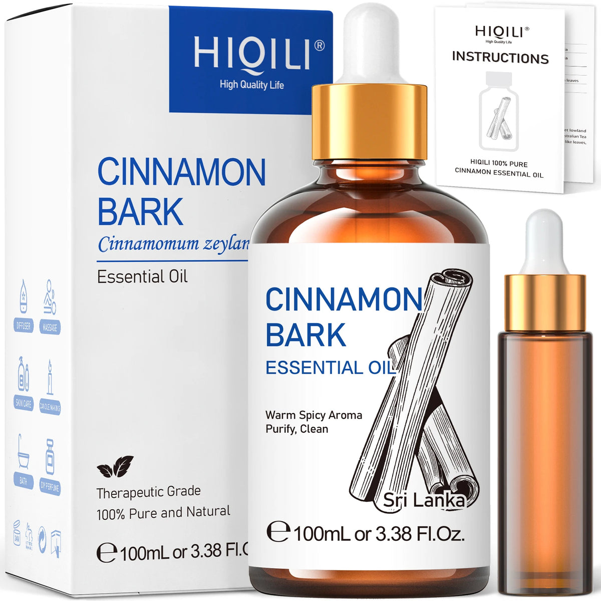 Hiqili Cinnamon Bark Essential Oil Pure Aromatherapy For Massage Care