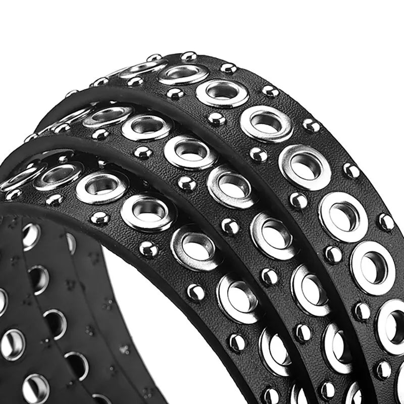 Womens Rivet Thin Belt With Needle Buckle Fashionable Y2K Style