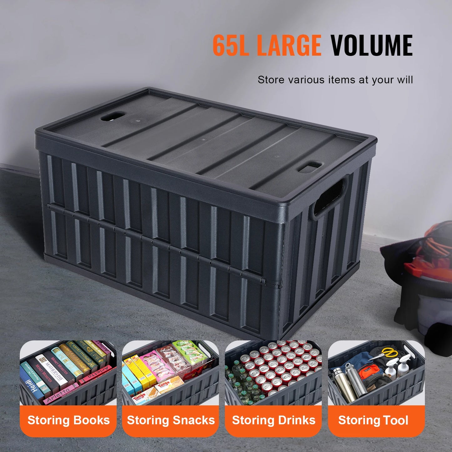 Set Of 3 Stackable Collapsible Storage Bins With Lids