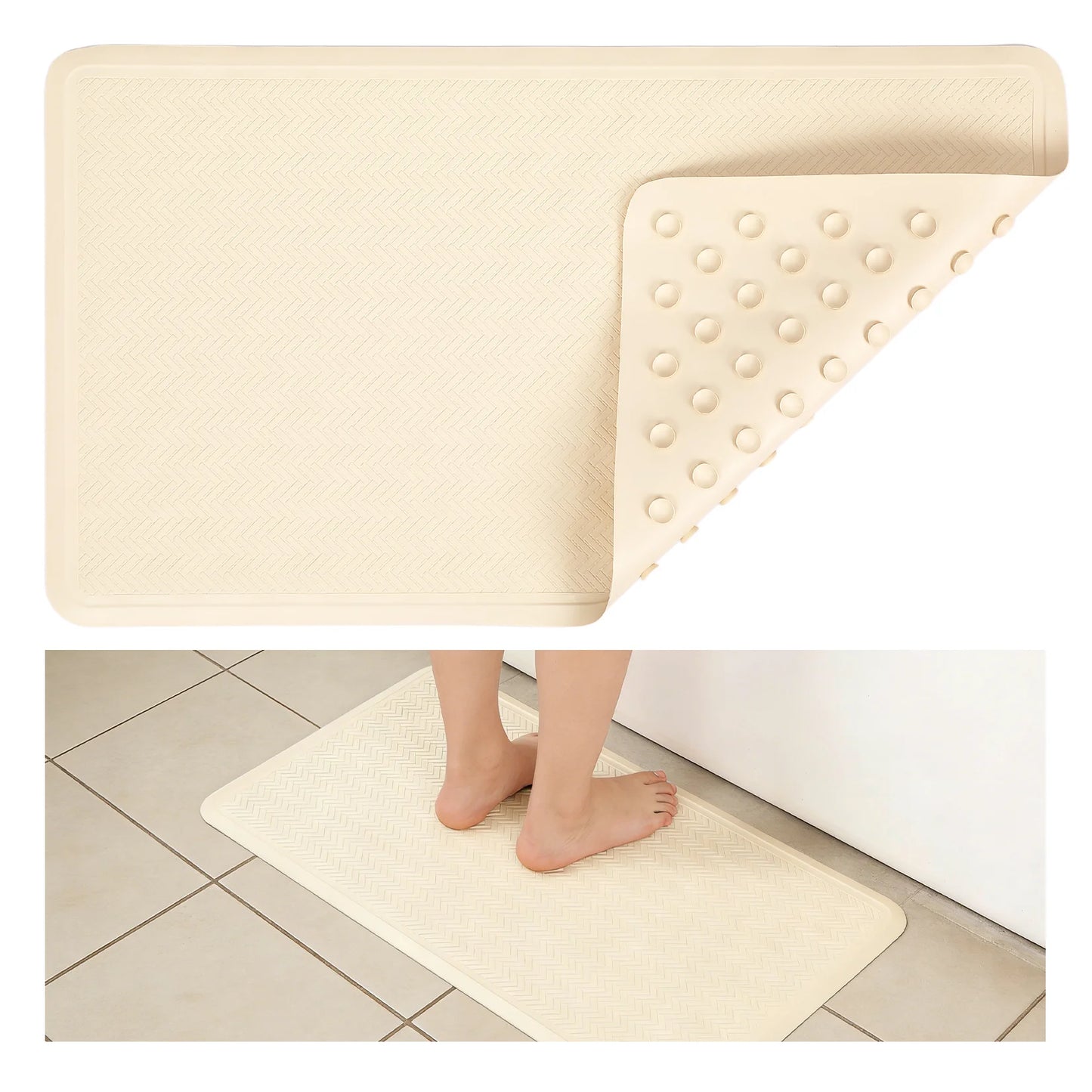 Non Slip Rubber Bath Mat With Suction Cups For Showers