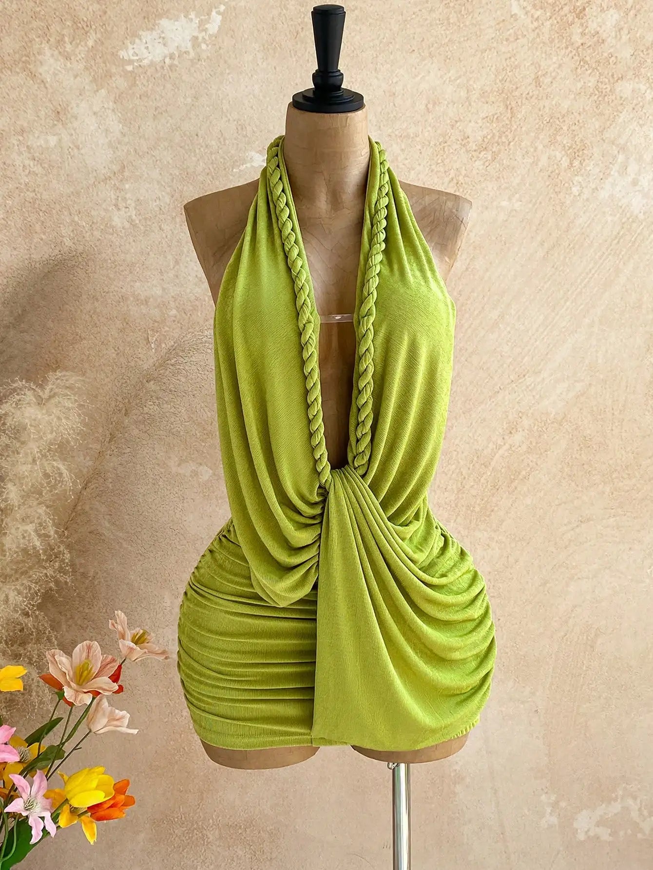Women Halter Backless Mini Dress Summer Beach Vacation Style