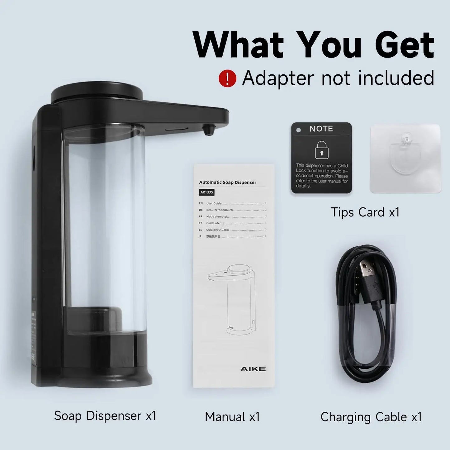 AIKE Automatic Smart Soap Dispenser USB Rechargeable Wall Mount
