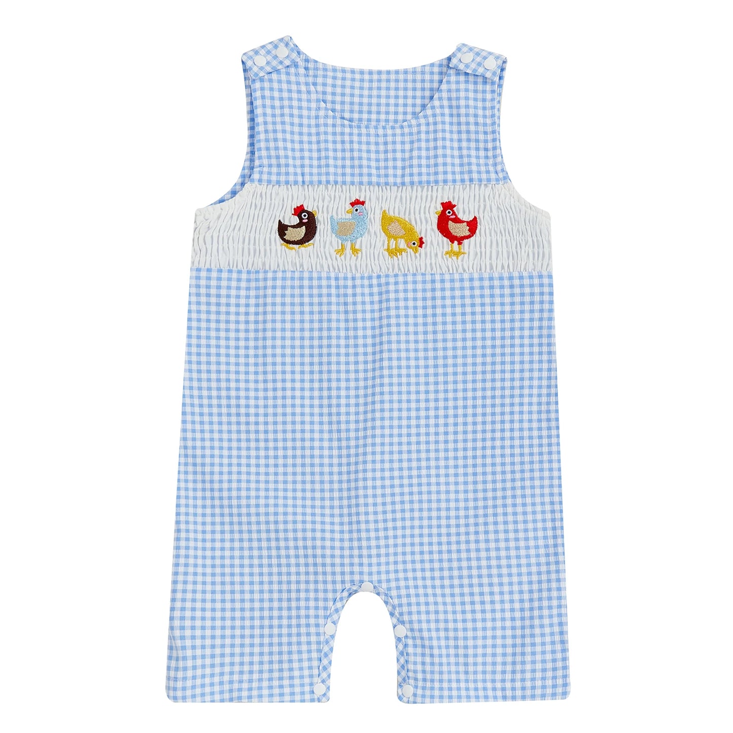 Cotton Polyester Baby Romper With Embroidery And Buttons