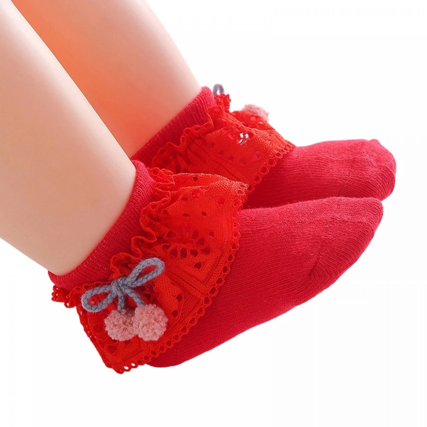 Breathable Nylon Lace Trim Ruffled Ankle Socks For Baby Girls