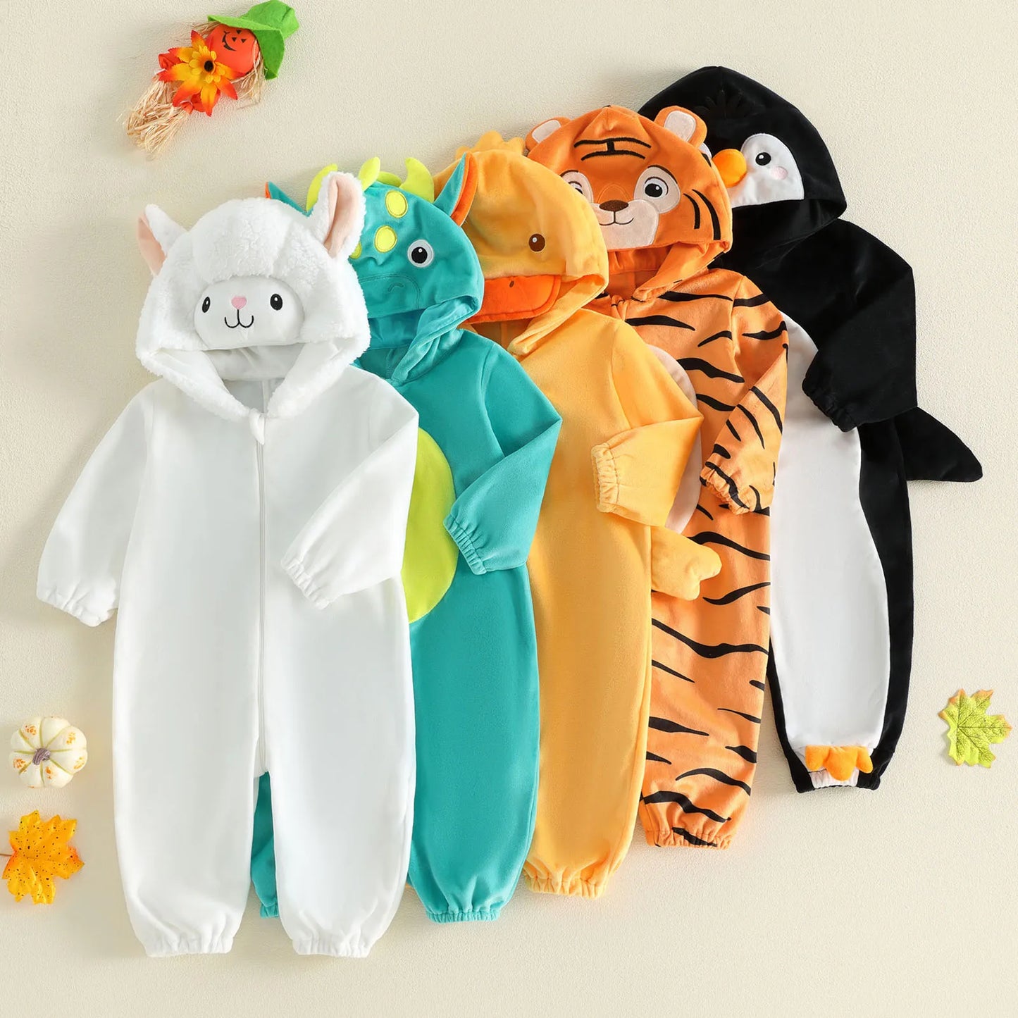 Pudcoco Infant Hooded Plush Romper Cartoon Animal Winter Jumpsuit