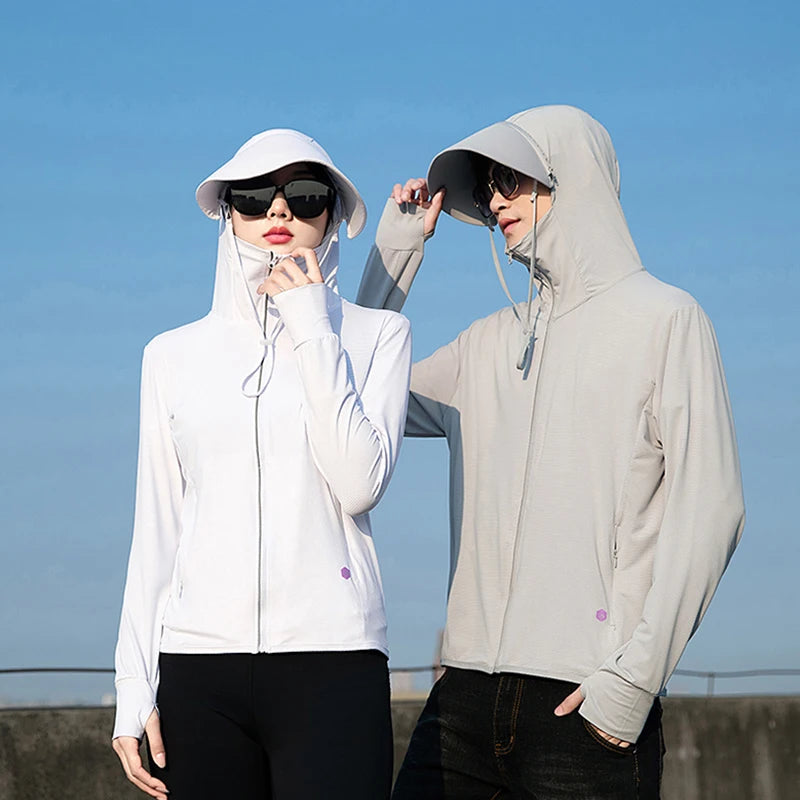 Unisex Breathable Outdoor Sunscreen Jacket Polyester Windproof Coat