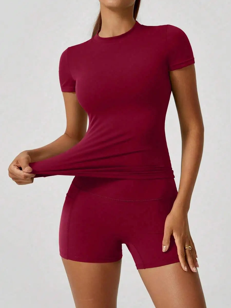 Women's Seamless High Waist Tummy Control Yoga Shorts Set