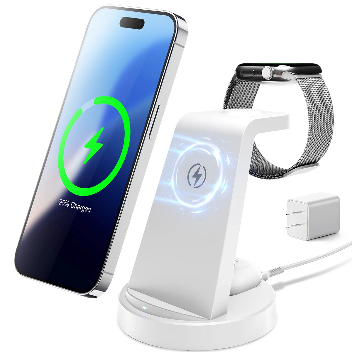 Foldable Magnetic Wireless Charger Stand With 15W Fast Charging Dock