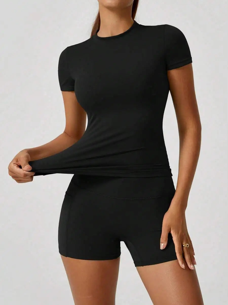 Women's Seamless High Waist Tummy Control Yoga Shorts Set