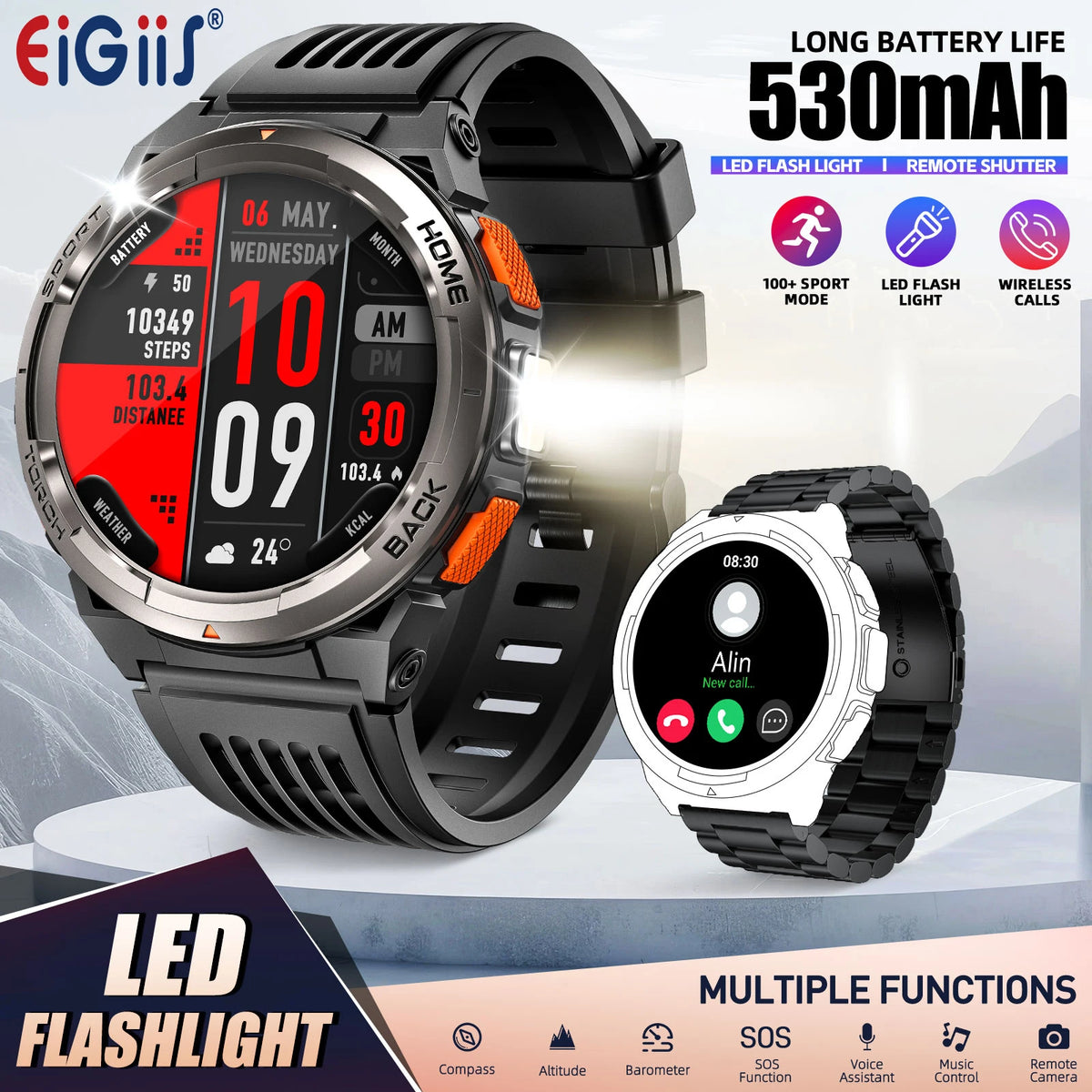 EIGIIS KE5 Smartwatch With Compass Barometer And Waterproof Design