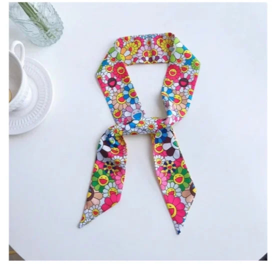 Versatile Women Long Skinny Multiway Cotton Scarf And Tie