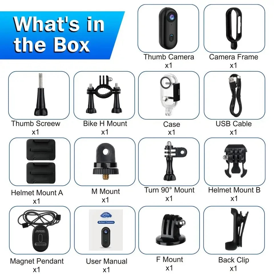 KIDKD Portable 4K Action Camera With WiFi 64GB Memory