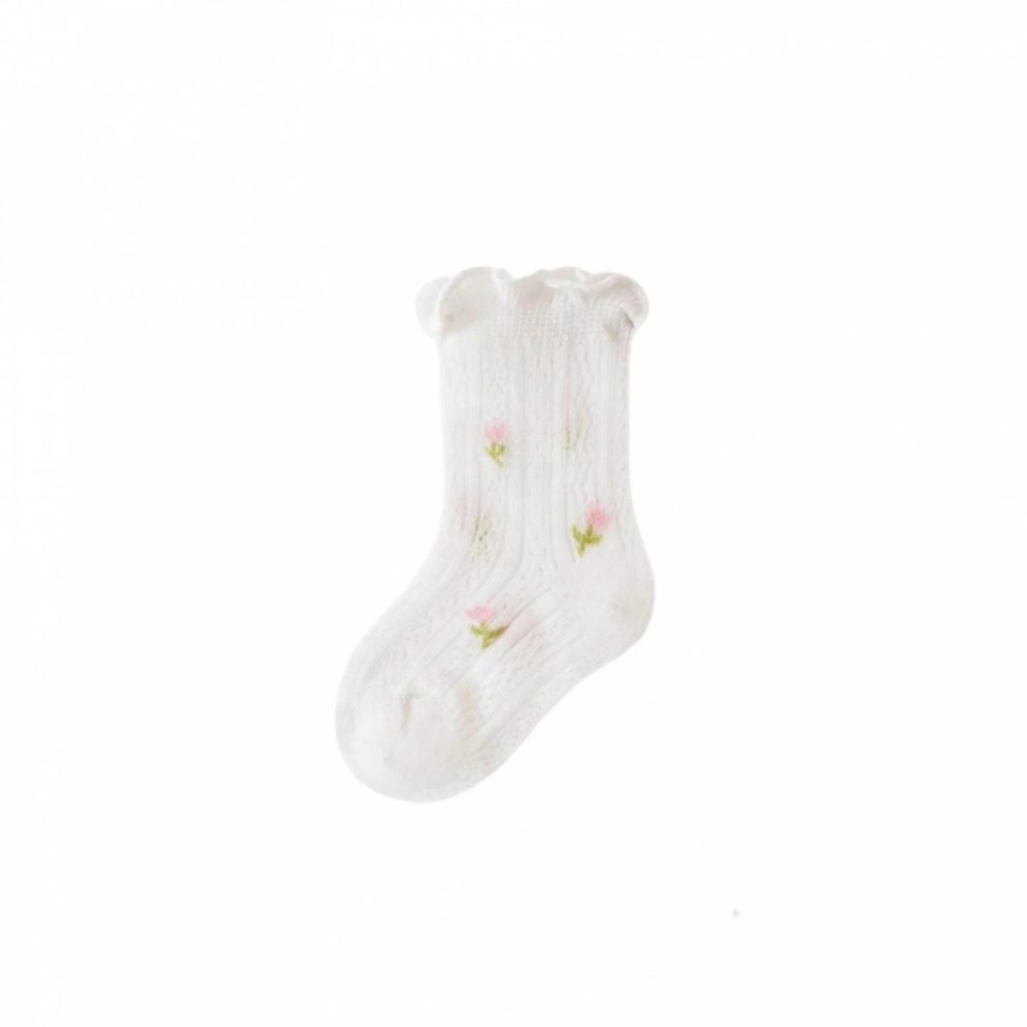 Soft Breathable Floral Mesh Crew Socks For Baby Girls