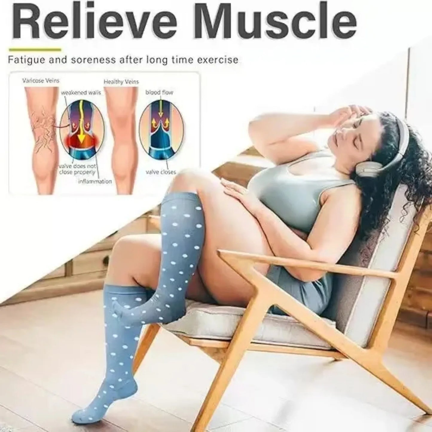 Nylon Knee High Compression Socks For Wide Calves