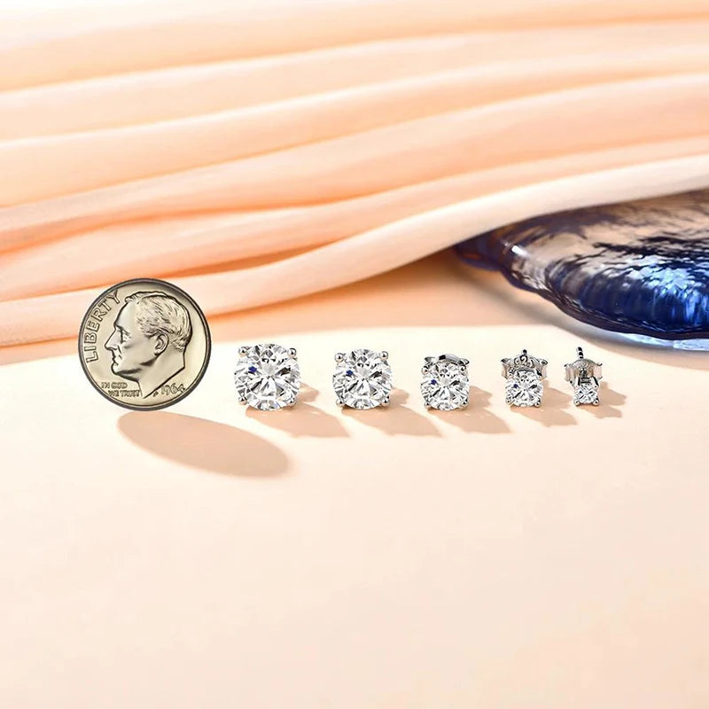 Attagems D VVS1 Moissanite Four Claw Sterling Silver Stud Earrings
