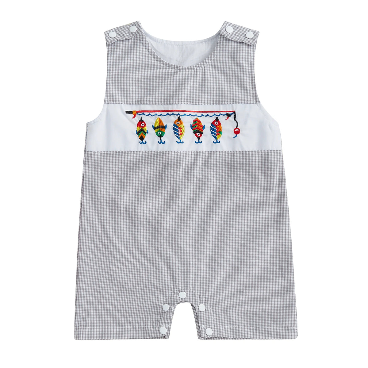 Cotton Polyester Baby Romper With Embroidery And Buttons
