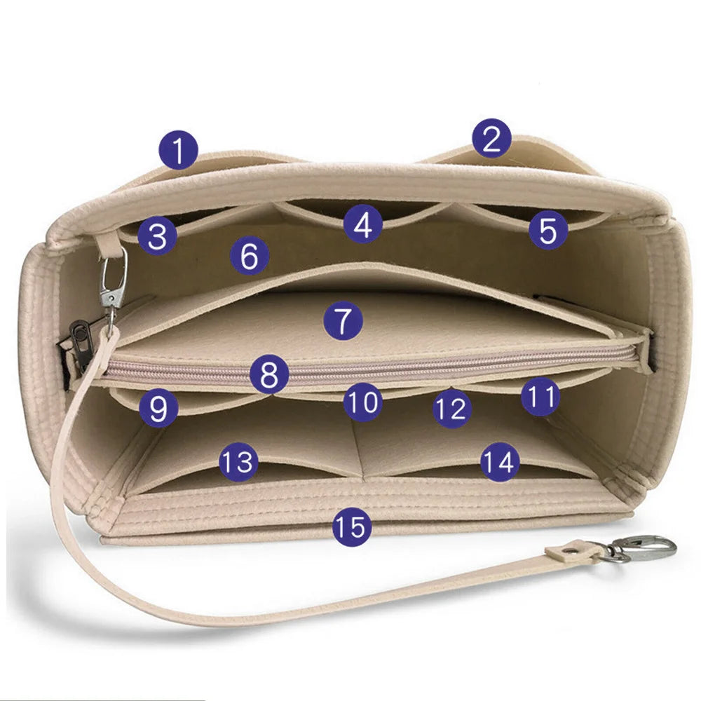 Felt Handbag Organizer Insert Bag For Purse Cosmetic Storage