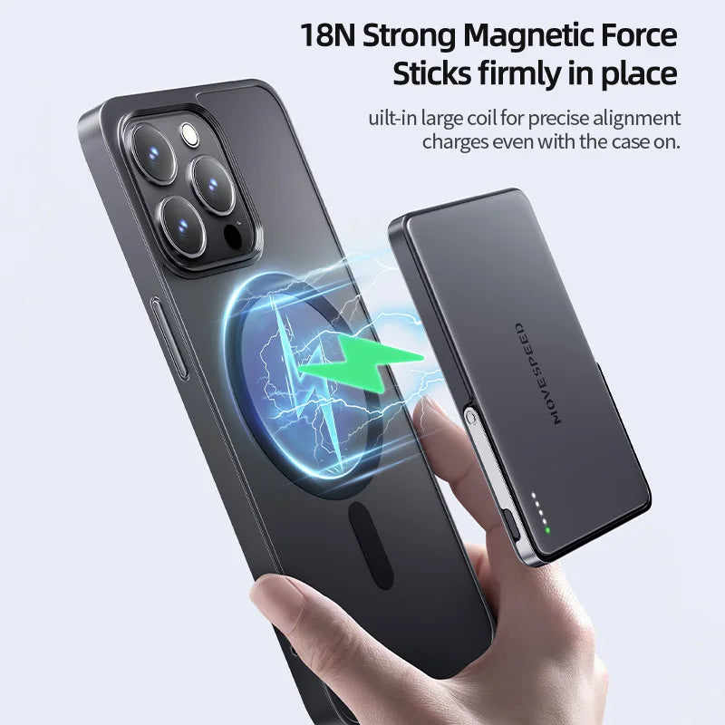 Movementspeed Magnetic Wireless Power Bank 5000 Mah With Stand For Magsafe