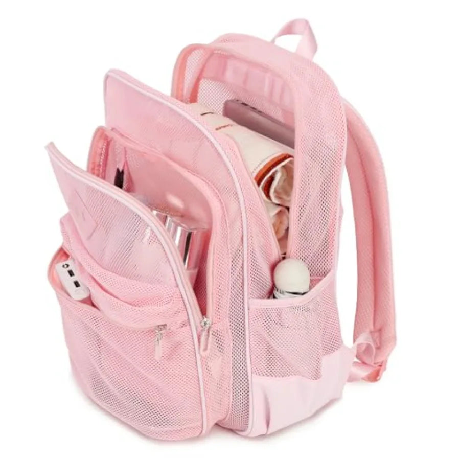 Heavy Duty Transparent Mesh Backpack For School And Sports